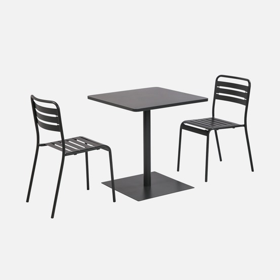 Table de jardin bistrot carré acier + 2 assises 70 cm - orea + amélia