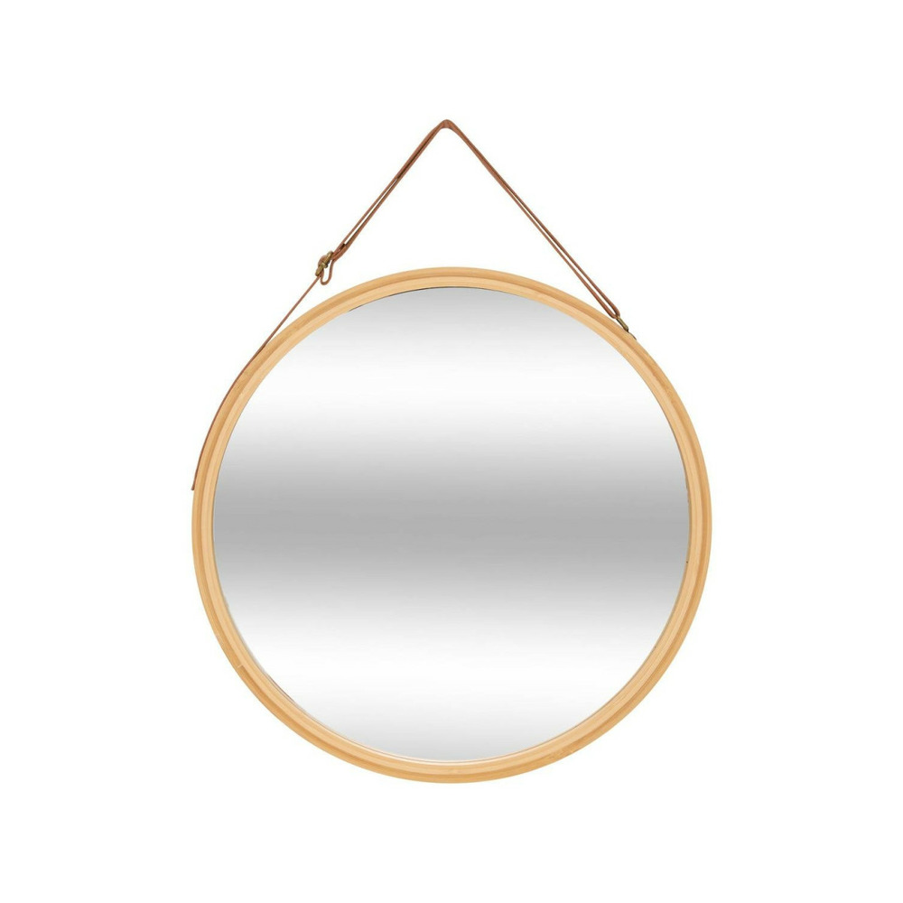 Miroir mural rond en bambou 
