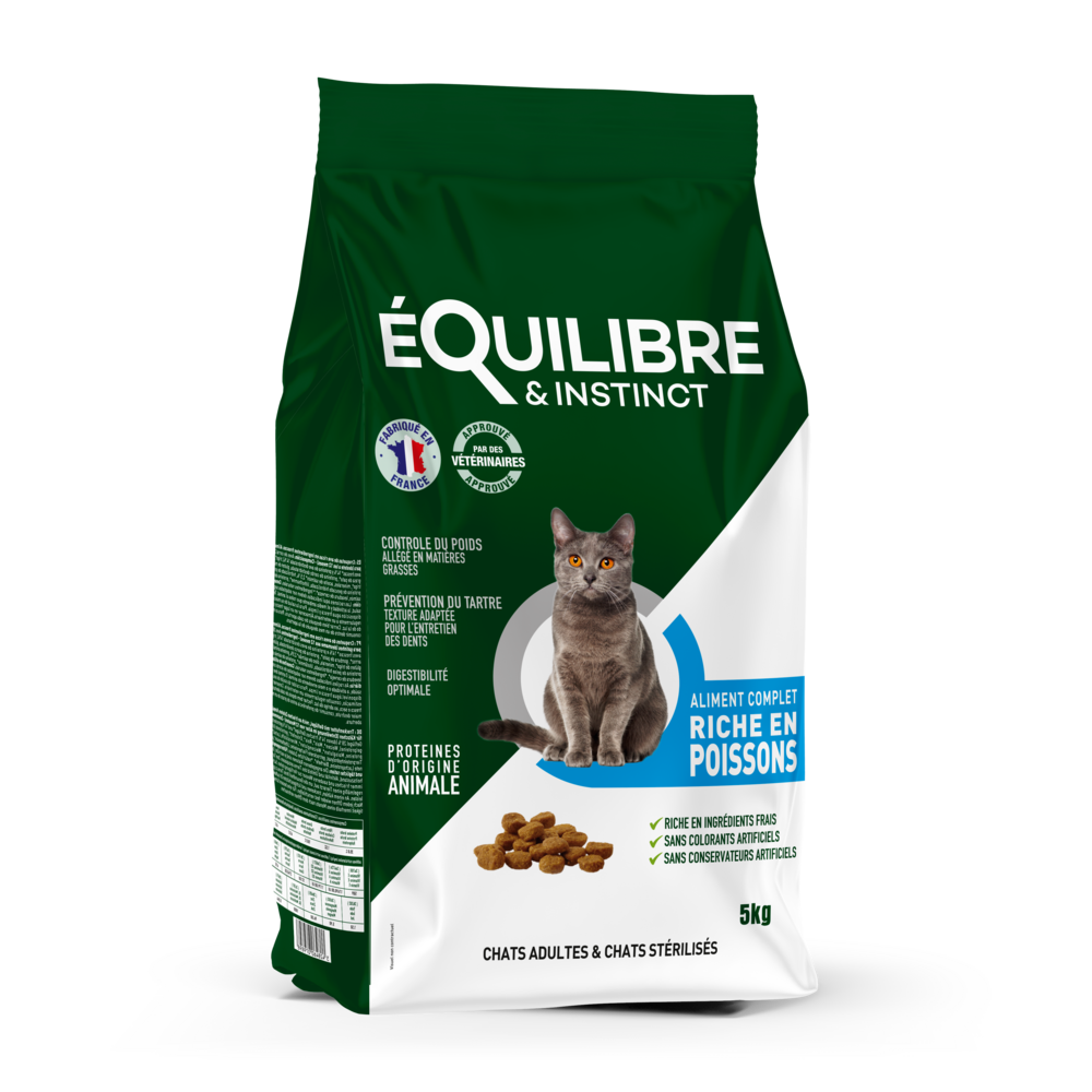 Equilibre & instinct - croquettes au poisson pour chat stérilisé 5kg