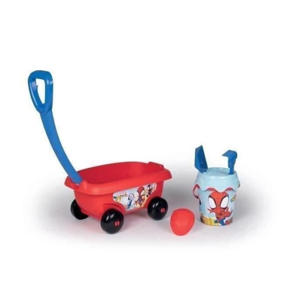 - chariot de plage garni spidey - fabriqué en france - pour enfants a partir de 18 mois - bleu
