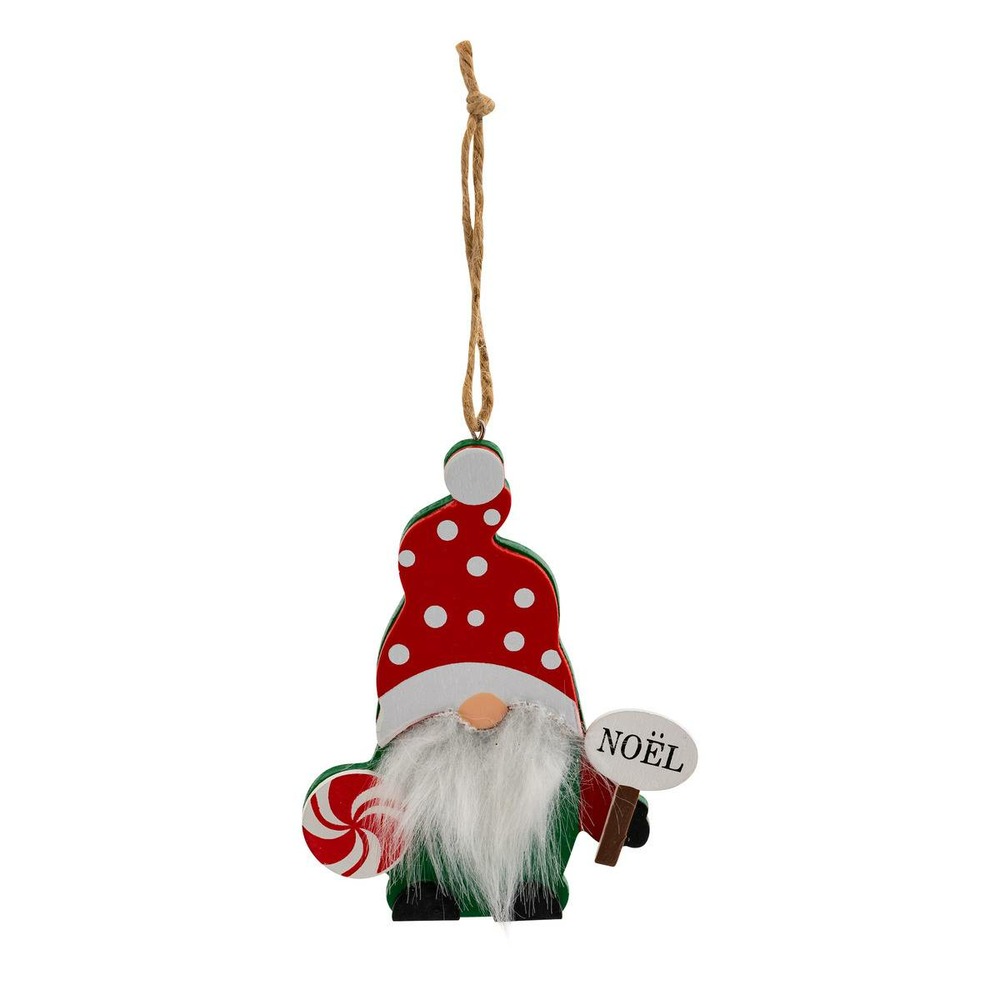 Sujet lutin barbe noël bois h.11cm