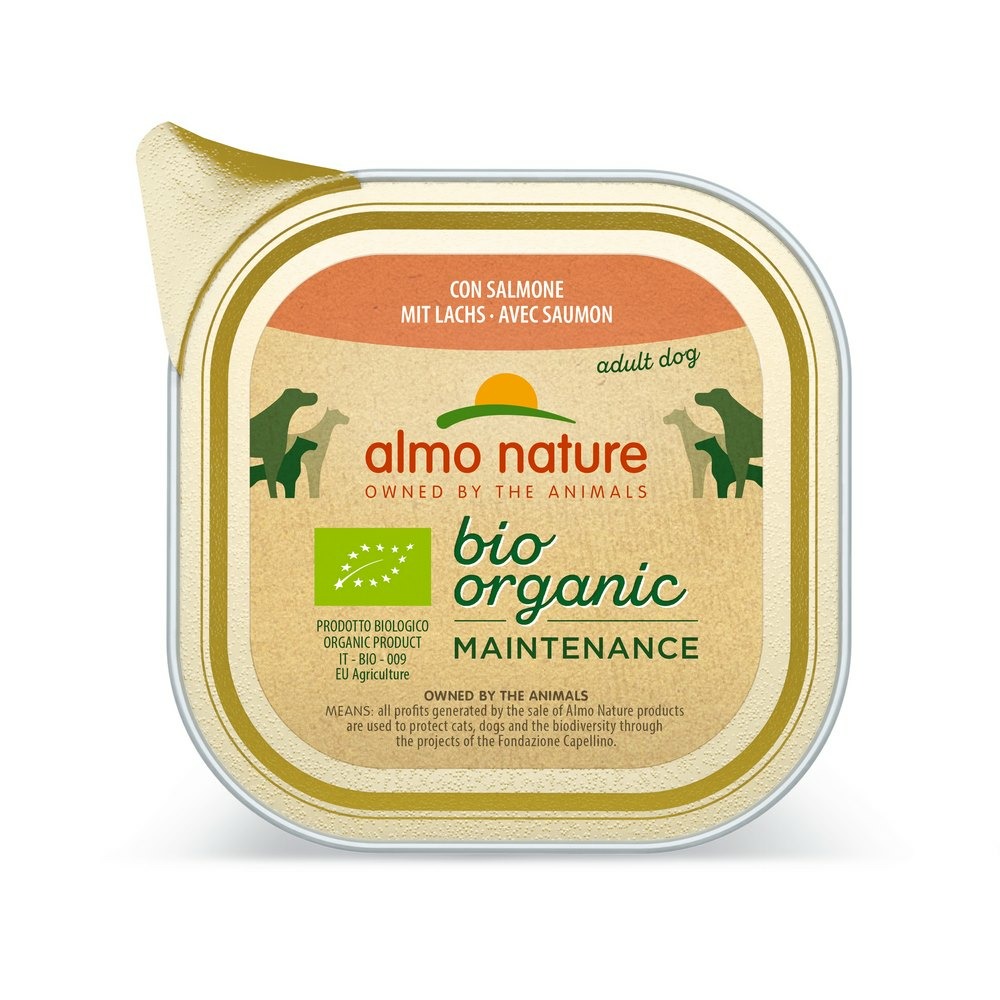 Almo nature - barquettes bio organic pour chien au saumon 100g