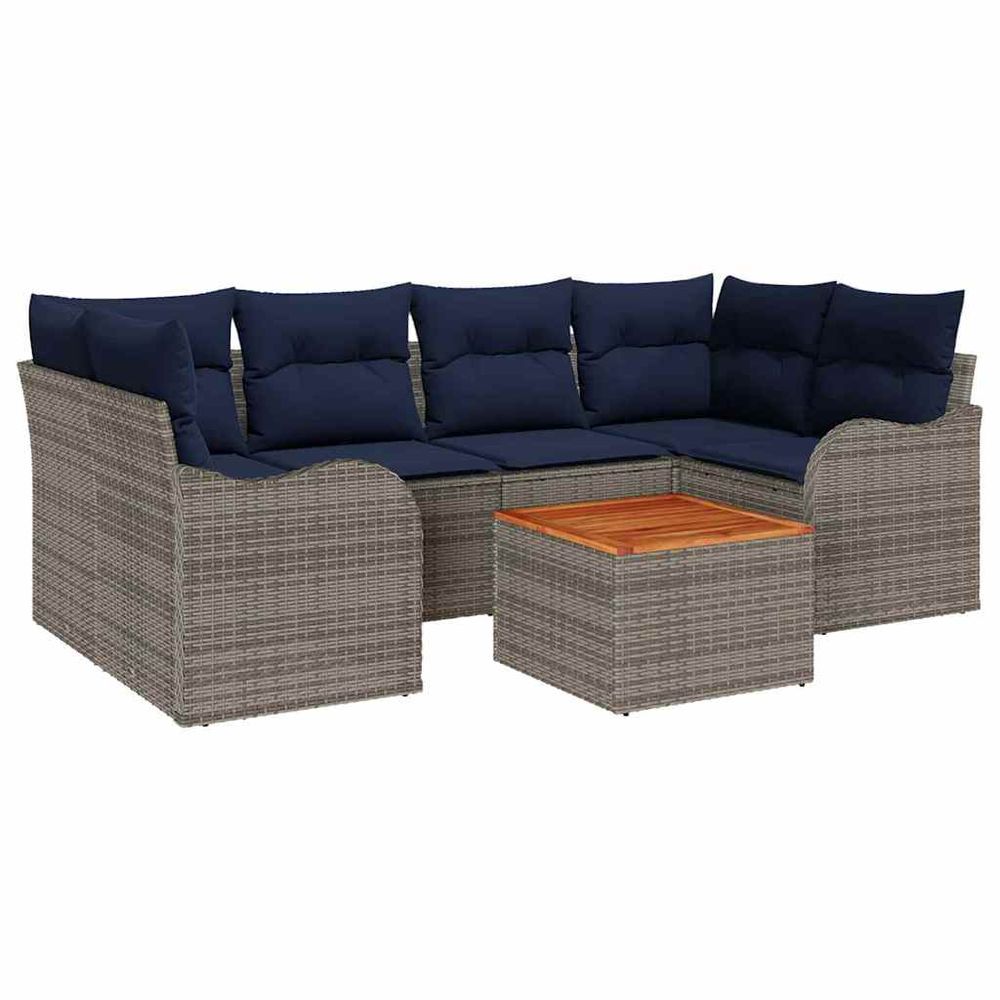 Ensemble de canapé de jardin 7 pc gris polyrotin
