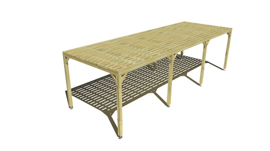 Pergola bois • 9m x 3m • indépendante • sens profondeur • platelage bois • livraison comprise