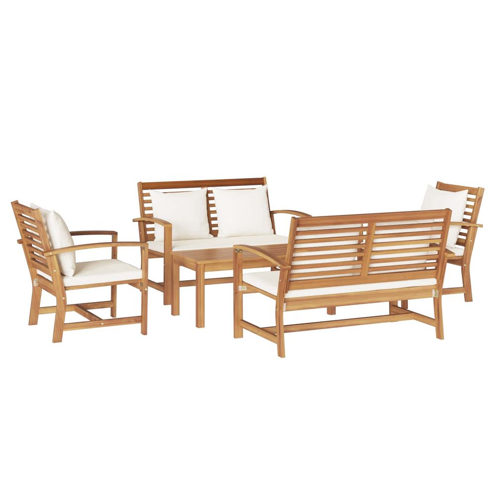 Ensemble de canapé de jardin 5 pc naturel bois de teck massif