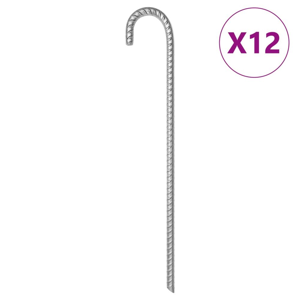 Piquets de tente 12 pcs 41,5 cm ø12 mm acier galvanisé