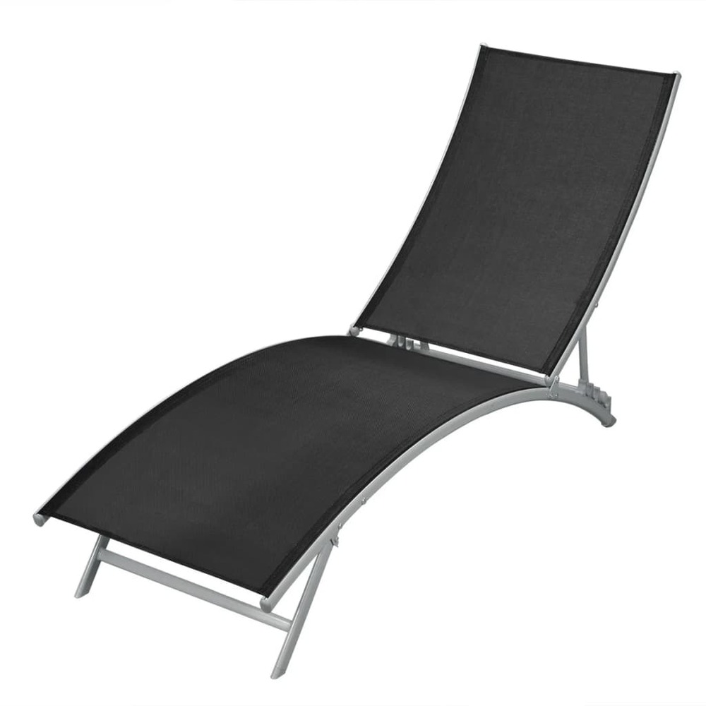 Chaise longue acier et textilène noir