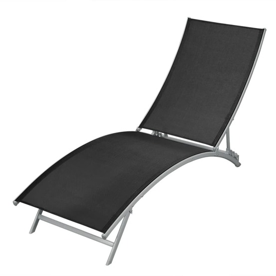Chaise longue acier et textilène noir