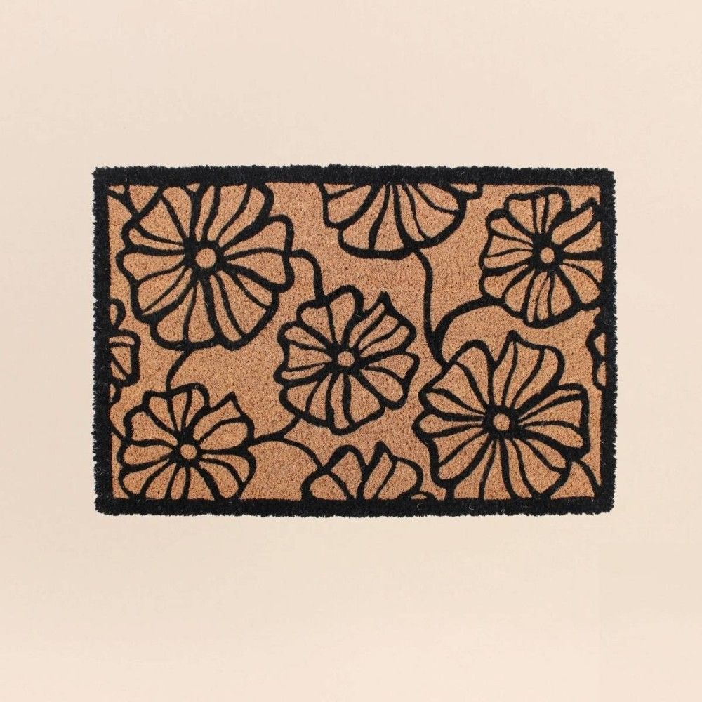 Paillasson coco imprimé grandes fleurs 40x60cm