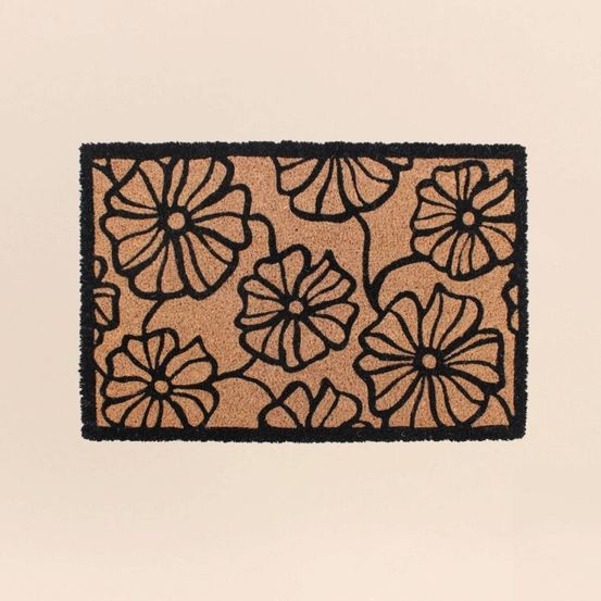 Paillasson coco imprimé grandes fleurs 40x60cm