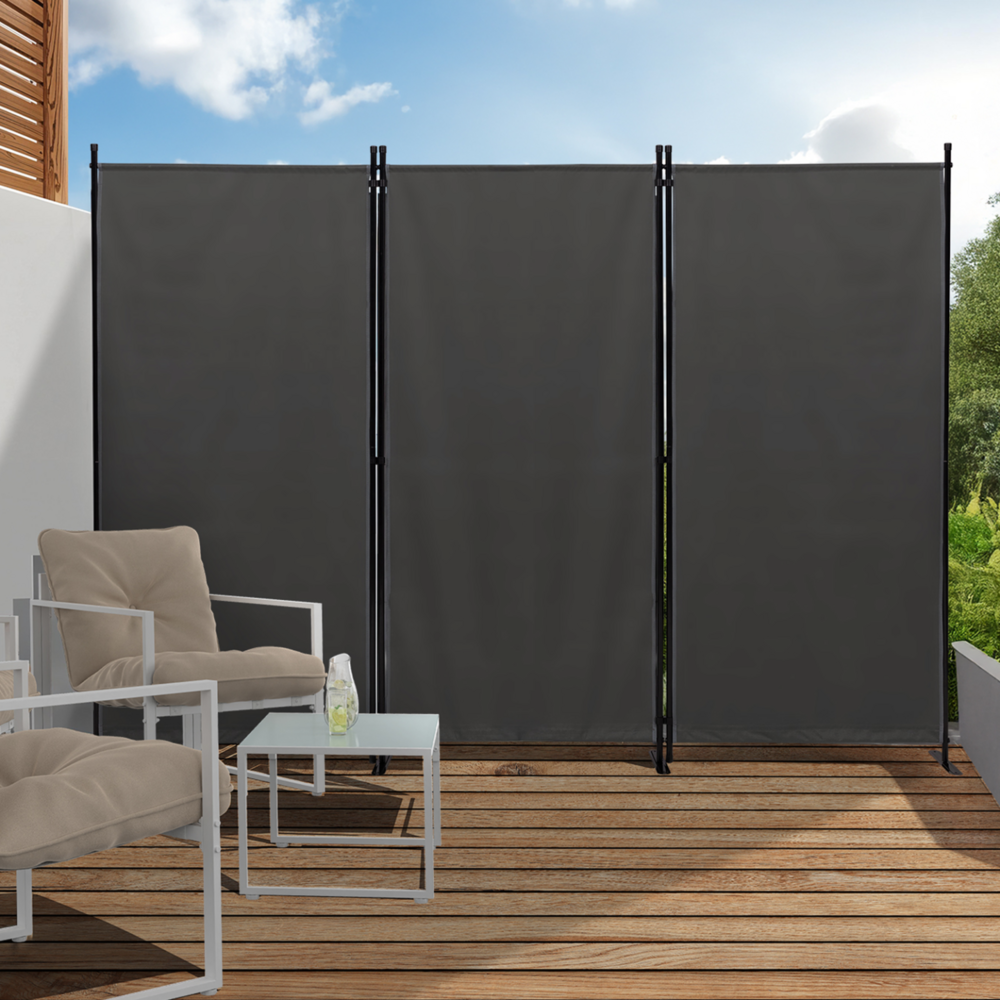 IDMarket Paravent Extérieur Rétractable Double Gris Clair - Store Latéral 160x800 Cm Ajustable Jusqu'à 8m Pour Terrasse Et Jardin