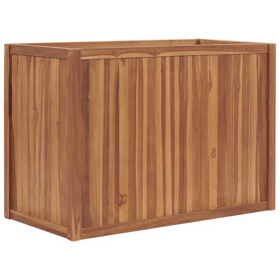 Jardinière haute en teck massif 100x50x70cm pour terrasse et jardin