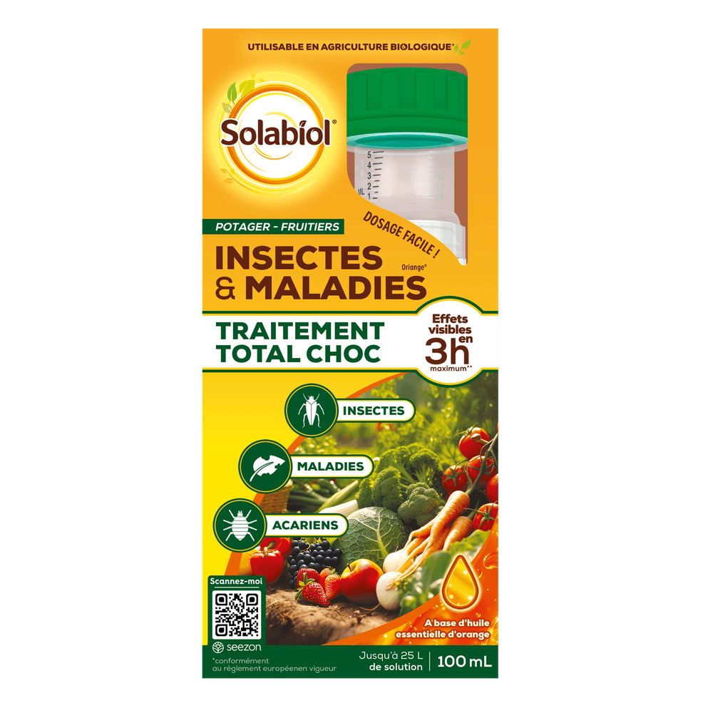 Solabiol traitement insectes & maladies - bidon auto doseur - 100ml - 25l de solution - potagers & fruitiers sototpot100n