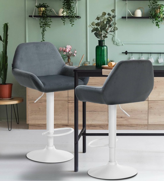 Tabouret de bar braga velours blanc