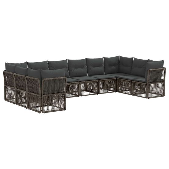 Ensemble de canapé de jardin 10 pc gris polyrotin