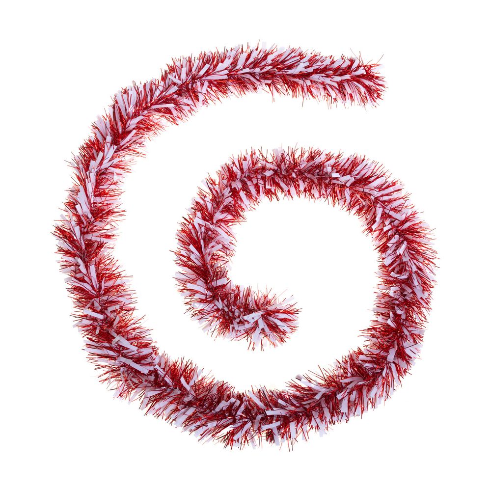 Guirlande de noël large 10 cm rouge et blanc longueur 2 mètres