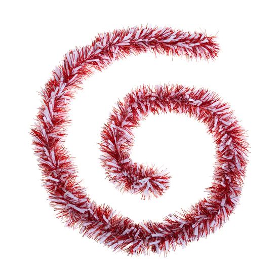 Guirlande de noël large 10 cm rouge et blanc longueur 2 mètres
