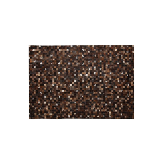 Tapis en peau de vache véritable mosaïque marron