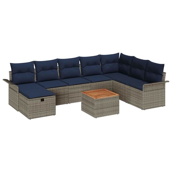 Ensemble de canapé de jardin 9 pc gris poly rotin