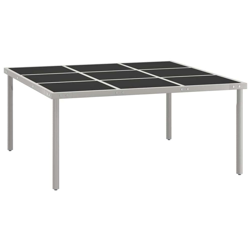 Table de salle à manger de jardin 170x170x74,5cm verre et acier