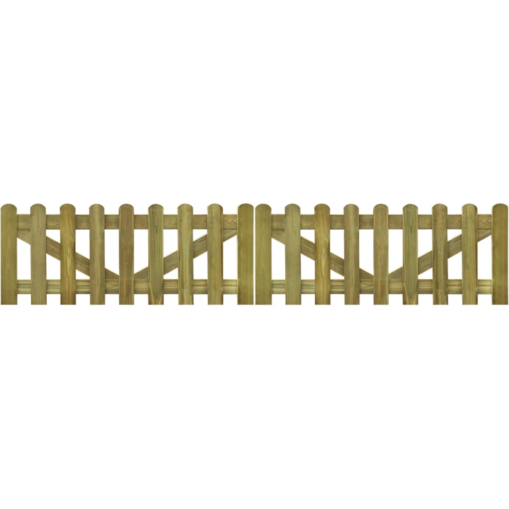 Portail de clôture à piquets 2 pcs bois imprégné 300x60 cm