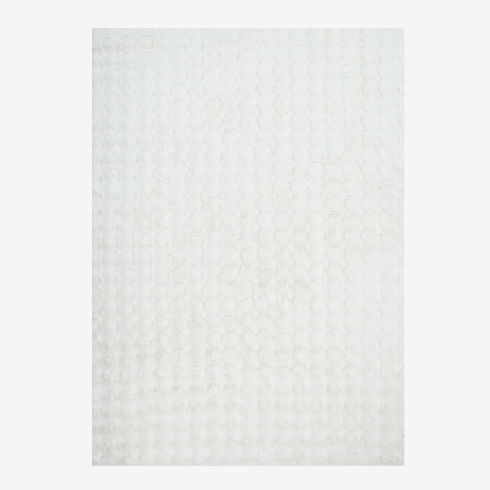 Tapis d'intérieur bubble 100% polyester blanc bumpy, différentes tailles effet fausse fourrure