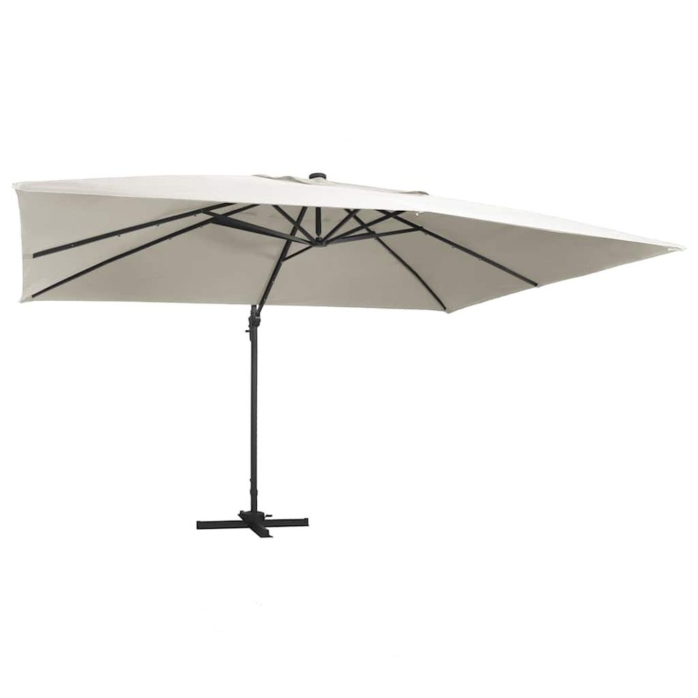 Parasol de jardin en porte-à-faux lumières led mât en aluminium