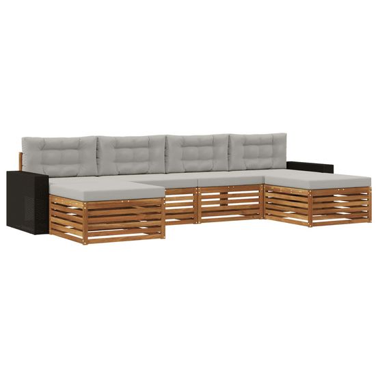 Ensemble de canapés d'extérieur 6 pc bois d'acacia massif