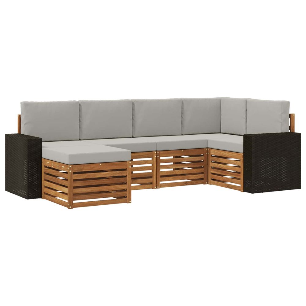 Ensemble de canapés d'extérieur 6 pc naturel et gris clair