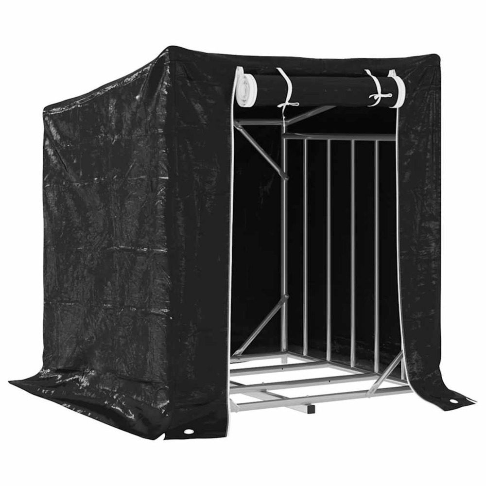 Portant de bois de chauffage et housse de pluie acier galvanisé