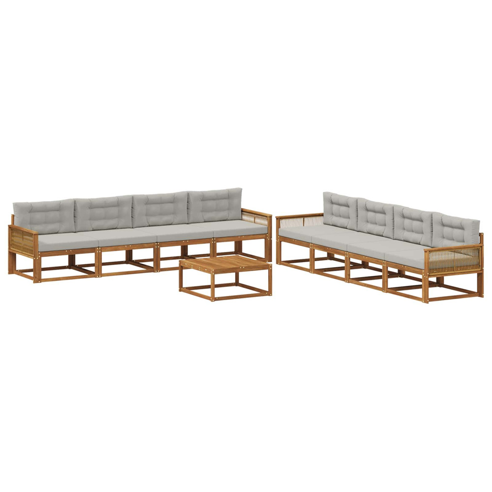 Ensemble de canapés d'extérieur 9 pcs naturel et gris clair