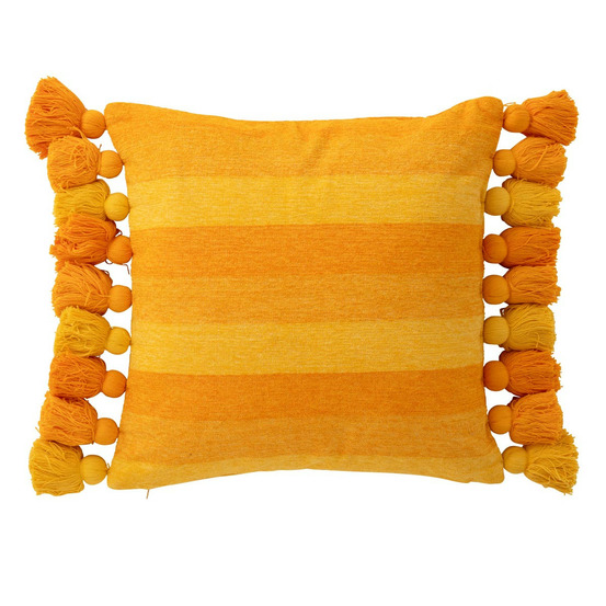 Coussin déco à pompons