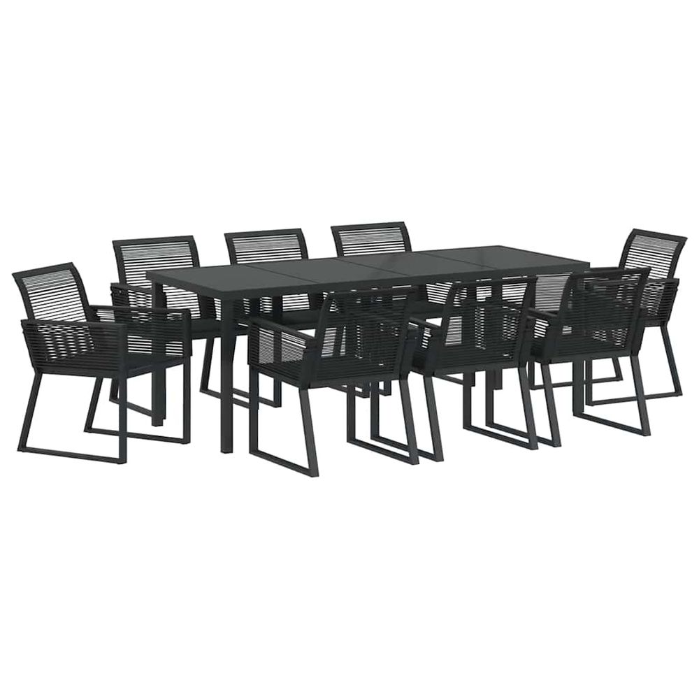 Ensemble de salle à manger pour jardin 9 pc noir
