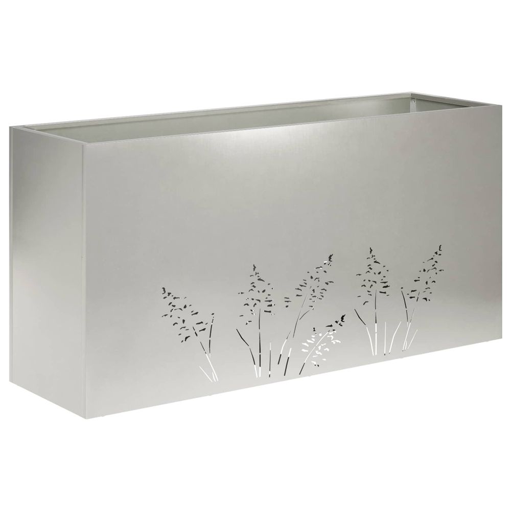Cache-pot de jardin argenté 100 x 20 x 49 cm acier inoxydable