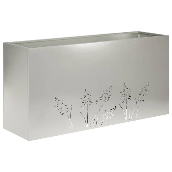 Cache-pot de jardin argenté 100 x 20 x 49 cm acier inoxydable