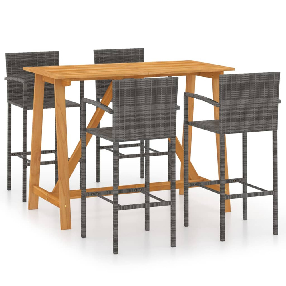 Ensemble de bar de jardin 5 pcs gris