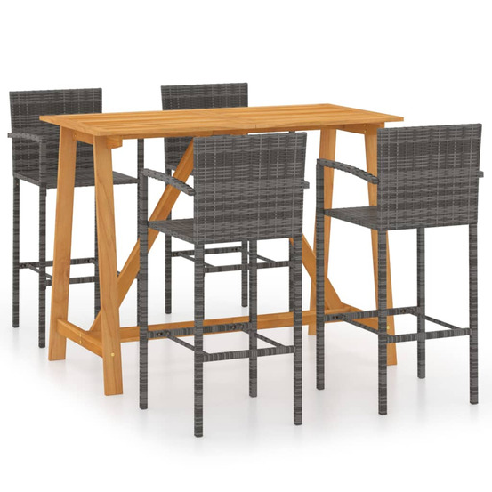 Ensemble de bar de jardin 5 pcs gris