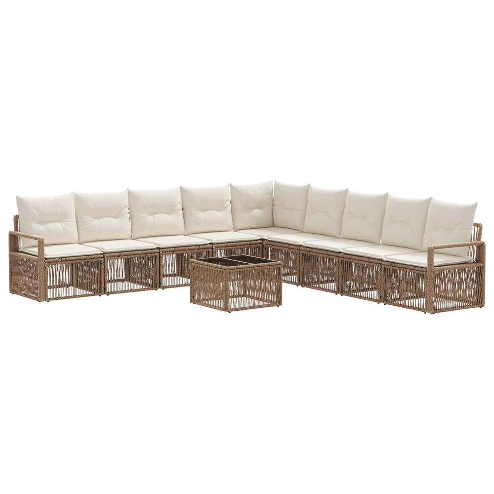 Ensemble de canapé de jardin 10 pcs beige polyrotin