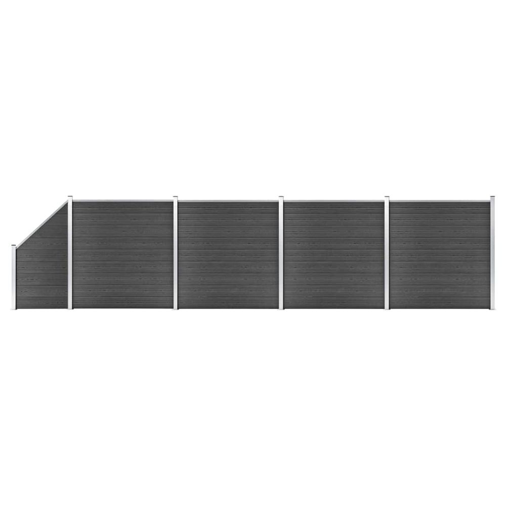 Ensemble de panneau de clôture wpc 792x(105-186) cm noir