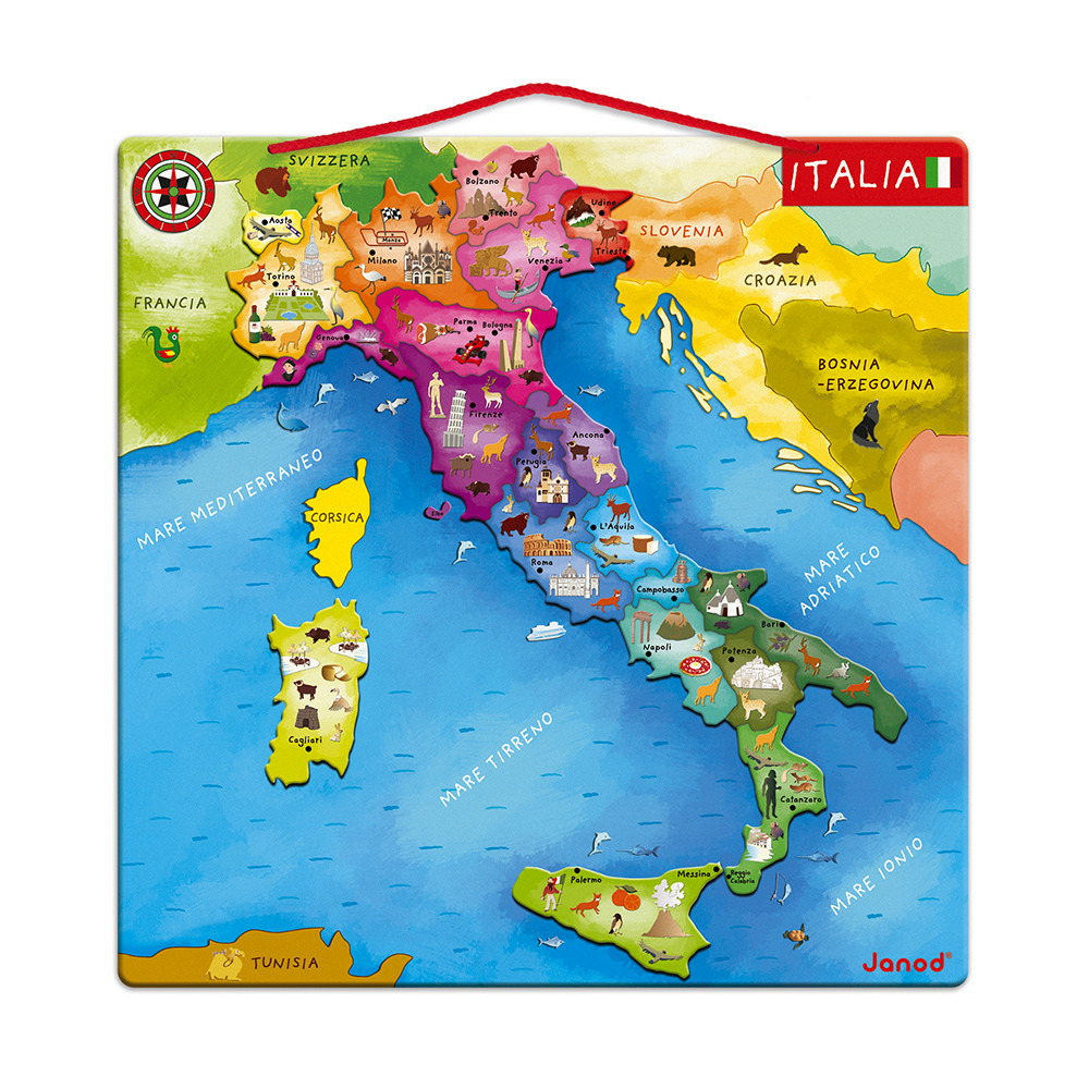 Puzzle carte d'italie magnétique