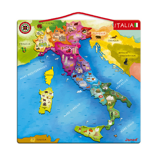 Puzzle carte d'italie magnétique