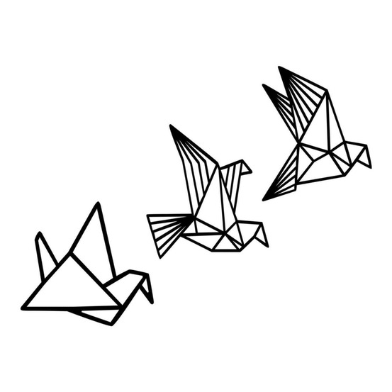 Décoration murale en bois oiseaux origami