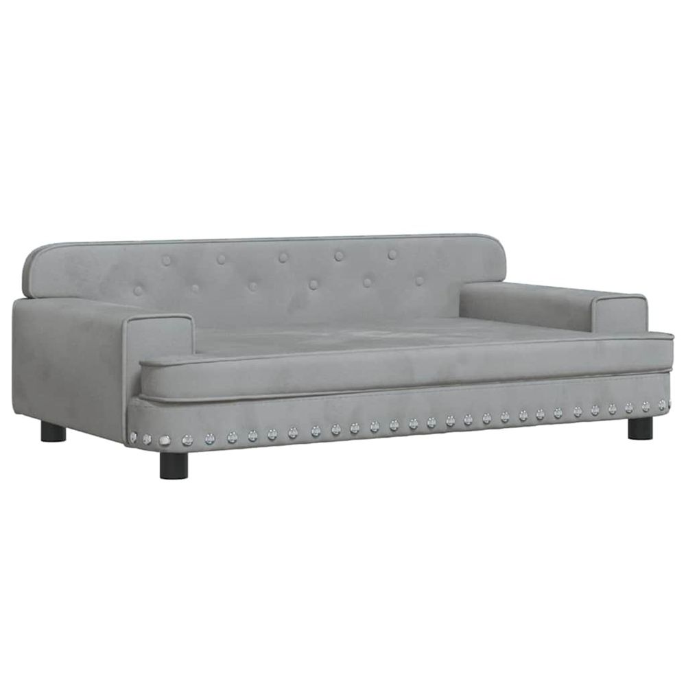 Lit pour chien gris clair 90x53x30 cm velours