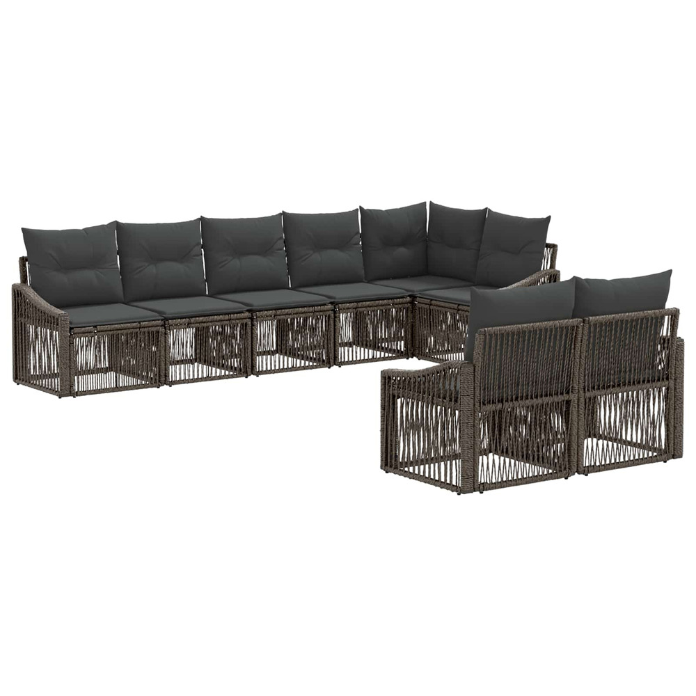 Ensemble de canapé de jardin 8 pcs gris polyrotin