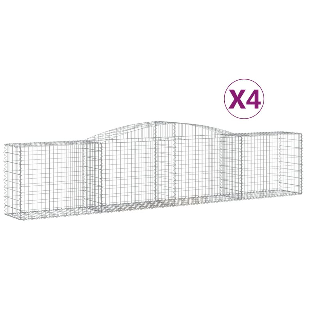Paniers à gabions arqués 4 pcs 400x50x80/100 cm fer galvanisé
