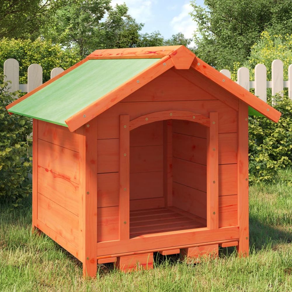 Petite niche chenil extérieur bois pin massif pour chiens chats lapins toit résistant eau 65x65x61cm marron