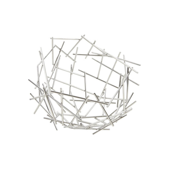 Corbeille à fruits ronde en métal bowl argenté