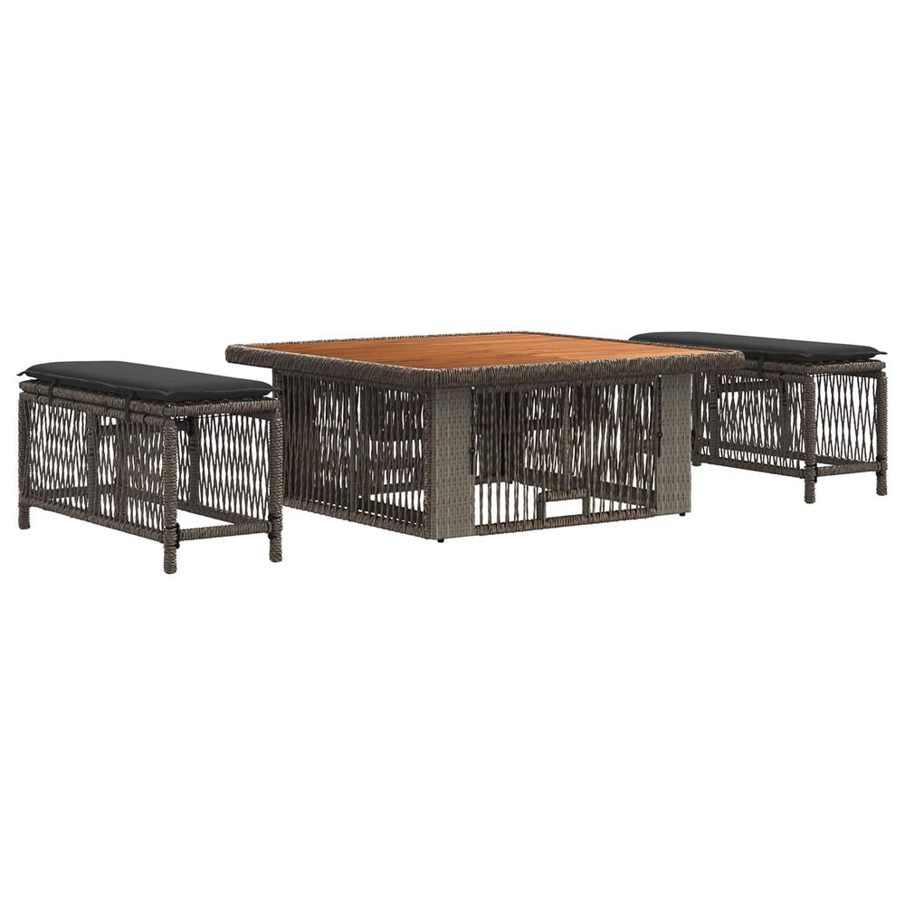 Ensemble de salle à manger pour jardin 3 pc gris et gris foncé