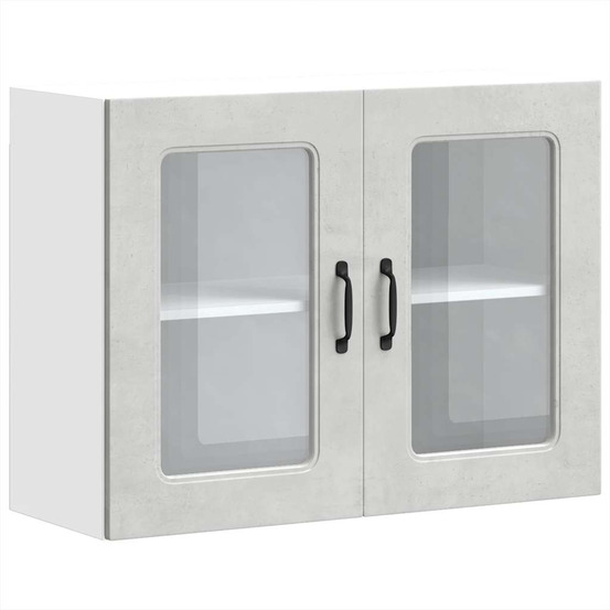 Armoire murale de cuisine avec porte en verre kalmar gris béton