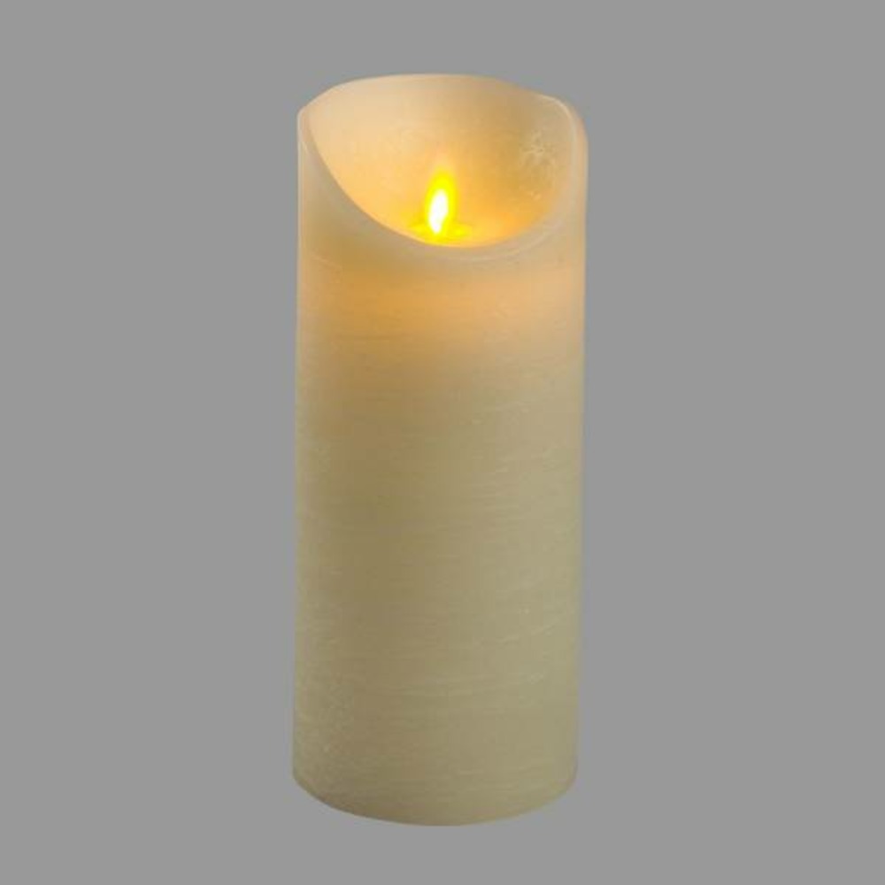 Bougie led en cire rustique ivoire à piles imitation flamme vacillante h18cm timer blanc chaud lotti